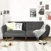 imageGiantex Foldable Futon Sofa Bed Convertible Sofa Couch Upholstered Futon Sleeper Sofa 3Level Angle Adjustable Pull Out Futon Bed Ideal for Compact Living Room Apartment Dorm GrayGrey