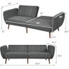 imageGiantex Foldable Futon Sofa Bed Convertible Sofa Couch Upholstered Futon Sleeper Sofa 3Level Angle Adjustable Pull Out Futon Bed Ideal for Compact Living Room Apartment Dorm GrayGrey
