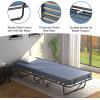 imageGiantex Folding Bed with Mattress Rollaway Guest Bed w 4 Inch Memory Foam Mattress Sturdy Metal Frame Portable Bed Cot Size Easy to Store Foldable Beds for Adults Made in ItalyBlue