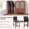 imageGiantex Folding Counter Height Bar Stools Set of 2 245quot Farmhouse Barstools wPadded Back ampamp Seat Footrest Rubber Wood Legs No Assembly Needed Upholstered Bar Dining Chairs for Kitchen IslandBrown  Blackpadded Back