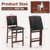 imageGiantex Folding Counter Height Bar Stools Set of 2 245quot Farmhouse Barstools wPadded Back ampamp Seat Footrest Rubber Wood Legs No Assembly Needed Upholstered Bar Dining Chairs for Kitchen IslandBrown  Blackpadded Back