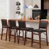 imageGiantex Folding Counter Height Bar Stools Set of 2 245quot Farmhouse Barstools wPadded Back ampamp Seat Footrest Rubber Wood Legs No Assembly Needed Upholstered Bar Dining Chairs for Kitchen IslandBrown  Blackpadded Back