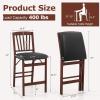imageGiantex Folding Counter Height Bar Stools Set of 2 245quot Farmhouse Barstools wPadded Back ampamp Seat Footrest Rubber Wood Legs No Assembly Needed Upholstered Bar Dining Chairs for Kitchen IslandBrown  Blackslat Back