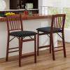 imageGiantex Folding Counter Height Bar Stools Set of 2 245quot Farmhouse Barstools wPadded Back ampamp Seat Footrest Rubber Wood Legs No Assembly Needed Upholstered Bar Dining Chairs for Kitchen IslandBrown  Blackslat Back