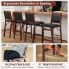 imageGiantex Folding Counter Height Bar Stools Set of 2 245quot Farmhouse Barstools wPadded Back ampamp Seat Footrest Rubber Wood Legs No Assembly Needed Upholstered Bar Dining Chairs for Kitchen IslandBrown  Blackpadded Back