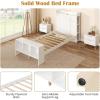 imageGiantex Full Size Bed Frame with Storage Headboard ampamp Footboard Solid Wood LED Bed wCharging Station White Full Bed Frame for Kids Teens ampamp Adults No Box Spring Needed WhiteTwin