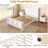 imageGiantex Full Size Bed Frame with Storage Headboard ampamp Footboard Solid Wood LED Bed wCharging Station White Full Bed Frame for Kids Teens ampamp Adults No Box Spring Needed WhiteFull