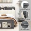 imageGiantex Full Size Bed Frame with Storage Modern Platform Bed with Upholstered Headboard ampamp Storage Footboard Wood Full Bed with Wood Slat Support No Box Spring Needed Grey ampamp Beige