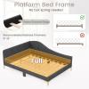 imageGiantex Full Size Upholstered Daybed RivetTufted Platform Bed with Headboard Metal Legs ampamp Wood Slats LShaped Corner Sofa Bed for Living Room ampamp Guest Room No Box Spring Needed GreyGrey