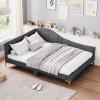 imageGiantex Full Size Upholstered Daybed RivetTufted Platform Bed with Headboard Metal Legs ampamp Wood Slats LShaped Corner Sofa Bed for Living Room ampamp Guest Room No Box Spring Needed GreyGrey