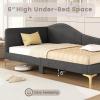 imageGiantex Full Size Upholstered Daybed RivetTufted Platform Bed with Headboard Metal Legs ampamp Wood Slats LShaped Corner Sofa Bed for Living Room ampamp Guest Room No Box Spring Needed GreyGrey