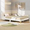 imageGiantex Full Size Upholstered Daybed RivetTufted Platform Bed with Headboard Metal Legs ampamp Wood Slats LShaped Corner Sofa Bed for Living Room ampamp Guest Room No Box Spring Needed GreyBeige