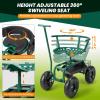 imageGiantex Garden Cart Rolling Workseat with 4 Wheels Tool Tray Removable Cushion Storage Basket 2 Handles Adjustable Height ampamp 360 Swivel Work Seat Gardening Stool for Patio Lawn Red ampamp BlackGreen  Black