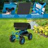 imageGiantex Garden Cart Rolling Workseat with 4 Wheels Tool Tray Removable Cushion Storage Basket 2 Handles Adjustable Height ampamp 360 Swivel Work Seat Gardening Stool for Patio Lawn Red ampamp BlackBlue  Black