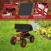 imageGiantex Garden Cart Rolling Workseat with 4 Wheels Tool Tray Removable Cushion Storage Basket 2 Handles Adjustable Height ampamp 360 Swivel Work Seat Gardening Stool for Patio Lawn Red ampamp BlackRed  Black