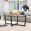 imageGiantex Glass Coffee Table 465quot Oval Accent Sofa Tea Table with Tempered Glass Top Cross Base ampamp Acacia Wood Legs Simple Modern Cocktail Center Table for Living Room Home Office Black