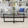 imageGiantex Glass Coffee Table 465quot Oval Accent Sofa Tea Table with Tempered Glass Top Cross Base ampamp Acacia Wood Legs Simple Modern Cocktail Center Table for Living Room Home Office Black