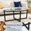 imageGiantex Glass Coffee Table 465quot Oval Accent Sofa Tea Table with Tempered Glass Top Cross Base ampamp Acacia Wood Legs Simple Modern Cocktail Center Table for Living Room Home Office Black
