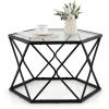 imageGiantex Hexagonal Glass Coffee Table End Table wTempered Glass Top ampamp Sturdy Metal Legs Modern Center Table Geometric Small Glass Table for Living Room Reception Room Black