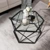 imageGiantex Hexagonal Glass Coffee Table End Table wTempered Glass Top ampamp Sturdy Metal Legs Modern Center Table Geometric Small Glass Table for Living Room Reception Room Black
