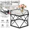 imageGiantex Hexagonal Glass Coffee Table End Table wTempered Glass Top ampamp Sturdy Metal Legs Modern Center Table Geometric Small Glass Table for Living Room Reception Room Black