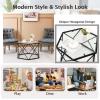 imageGiantex Hexagonal Glass Coffee Table End Table wTempered Glass Top ampamp Sturdy Metal Legs Modern Center Table Geometric Small Glass Table for Living Room Reception Room Black