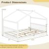 imageGiantex House Bed Twin Solid Wood Kids House Bed with Roof Headboard and Footboard Low Floor Twin Bed Frame for Toddlers Teens Girls Boys No Box Spring Needed WhiteWhite