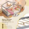 imageGiantex House Bed Twin Solid Wood Kids House Bed with Roof Headboard and Footboard Low Floor Twin Bed Frame for Toddlers Teens Girls Boys No Box Spring Needed WhiteGrey