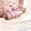 imageGiantex House Bed Twin Solid Wood Kids House Bed with Roof Headboard and Footboard Low Floor Twin Bed Frame for Toddlers Teens Girls Boys No Box Spring Needed WhiteWhite