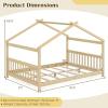 imageGiantex House Bed Twin Solid Wood Kids House Bed with Roof Headboard and Footboard Low Floor Twin Bed Frame for Toddlers Teens Girls Boys No Box Spring Needed WhiteNatural