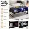 imageGiantex LED Coffee Table High Gloss Coffee Tables with 4 Storage Cubes 20Color Lights Remote Control Faux Marble ampamp Tempered Glass Top Modern Accent Rectangle Center Table for Living Room BlackBlack