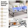 imageGiantex LED Coffee Table High Gloss Coffee Tables with 4 Storage Cubes 20Color Lights Remote Control Faux Marble ampamp Tempered Glass Top Modern Accent Rectangle Center Table for Living Room BlackWhite