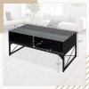 imageGiantex LED Coffee Table High Gloss Coffee Tables with 4 Storage Cubes 20Color Lights Remote Control Faux Marble ampamp Tempered Glass Top Modern Accent Rectangle Center Table for Living Room BlackBlack