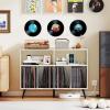 imageGiantex Large Record Player Stand with Charging Station Turntable Stand with Open Shelves ampamp Compartments Record Player Table with Raised Leg Vinyl Record Storage for Living Room Rustic BrownWhite