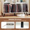 imageGiantex Large Record Player Stand with Charging Station Turntable Stand with Open Shelves ampamp Compartments Record Player Table with Raised Leg Vinyl Record Storage for Living Room Rustic BrownWhite