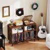 imageGiantex Large Record Player Stand with Charging Station Turntable Stand with Open Shelves ampamp Compartments Record Player Table with Raised Leg Vinyl Record Storage for Living Room Rustic BrownRustic Brown