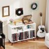 imageGiantex Large Record Player Stand with Charging Station Turntable Stand with Open Shelves ampamp Compartments Record Player Table with Raised Leg Vinyl Record Storage for Living Room Rustic BrownWhite