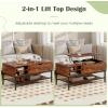 imageGiantex Lift Top Coffee Table Coffee Table with Storage Shelf and Hidden Compartment Wood Lift Tabletop Industrial Dining Center Tables for Living Room Reception Room Apartment Rustic BrownRustic Brown