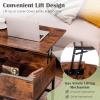 imageGiantex Lift Top Coffee Table Coffee Table with Storage Shelf and Hidden Compartment Wood Lift Tabletop Industrial Dining Center Tables for Living Room Reception Room Apartment Rustic BrownRustic Brown