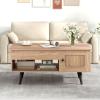 imageGiantex Lift Top Coffee Table Modern Cocktail Table with Hidden Compartment Open Shelf ampamp Cabinet Wooden Flip Top Center Table Pull up Coffee Table for Home Office Living Room BlackNatural