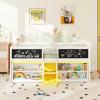 imageGiantex Low Loft Bed Twin Size Wooden Loft Bed with Ladder ampamp Blackboard Twin Bed Frames for Kids with Storage 2 Bookcases and Play Space WhiteWhite