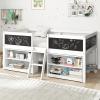 imageGiantex Low Loft Bed Twin Size Wooden Loft Bed with Ladder ampamp Blackboard Twin Bed Frames for Kids with Storage 2 Bookcases and Play Space WhiteWhite