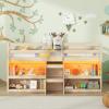 imageGiantex Low Loft Bed with LED Lights Wooden Loft Bed Twin Size with Stairs ampamp Safety Guardrail Loft Bed for Kids with Storage Bookcase and UnderBed Play Space GreyNatural