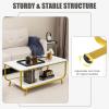 imageGiantex Marble Coffee Table 42 Modern Faux Marble Top Coffee Table with Metal Frame 2Tier Sofa Side Table with Storage Shelf Rectangular Accent Table for Living Room Office White ampamp Gold