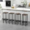 imageGiantex Metal Bar Stools Set of 4 26quot Backless Barstools with Metal Legs ampamp Footrest Breakfast Bar Dining Chairs Industrial Counter Height Stools for Kitchen Island Home Bar Dining Room GreyRustic Brown