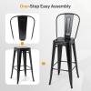 imageGiantex Metal Bar Stools Set of 4 30quot Bar Height Modern Industrial Barstools wRemovable Bucket Back ampamp Footrest High Back Bar Dining Chairs with Rubber Foot Pads for Kitchen Home Bar BlackBlack
