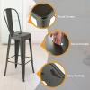 imageGiantex Metal Bar Stools Set of 4 30quot Bar Height Modern Industrial Barstools wRemovable Bucket Back ampamp Footrest High Back Bar Dining Chairs with Rubber Foot Pads for Kitchen Home Bar BlackCharcoal Grey