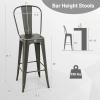 imageGiantex Metal Bar Stools Set of 4 30quot Bar Height Modern Industrial Barstools wRemovable Bucket Back ampamp Footrest High Back Bar Dining Chairs with Rubber Foot Pads for Kitchen Home Bar BlackCharcoal Grey