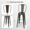 imageGiantex Metal Bar Stools Set of 4 30quot Bar Height Modern Industrial Barstools wRemovable Bucket Back ampamp Footrest High Back Bar Dining Chairs with Rubber Foot Pads for Kitchen Home Bar BlackCharcoal Grey