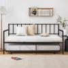 imageGiantex Metal Twin Daybed Frame Day Bed with Metal Slat Support ampamp 3Sided Guardrails 2in1 SpaceSaving Sofa Bed for Living Room Guest Room No Box Spring Needed BlackTwin